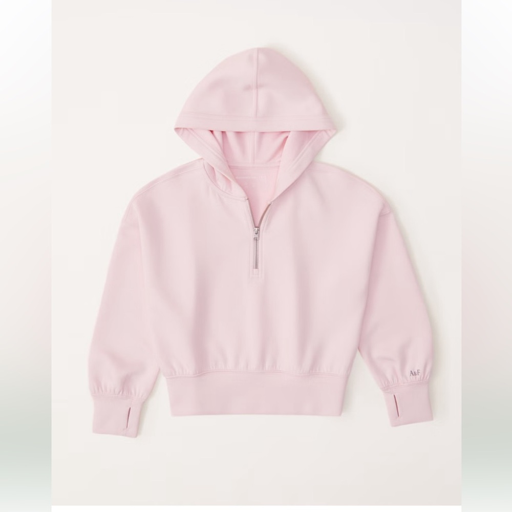 Abercrombie Kids Girls’ Neoknit Acrive Quarterzip Hoodie Light Pink Sz 15/16